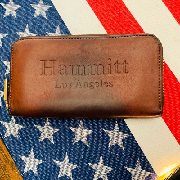HAMMITT ZIPPER CLUTCH -loved and well aged… Still smells NEW! small repair. - Picture 5 of 9